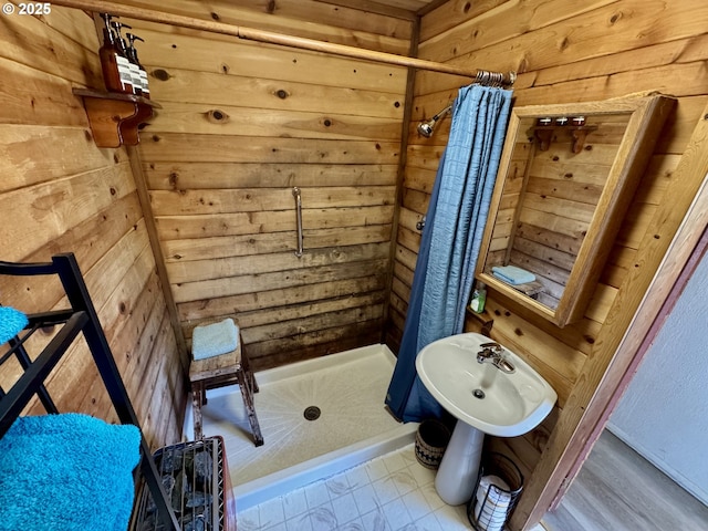 842 S Empire Blvd, Coos Bay, OR 97420 - bathroom with wooden walls and a shower stall