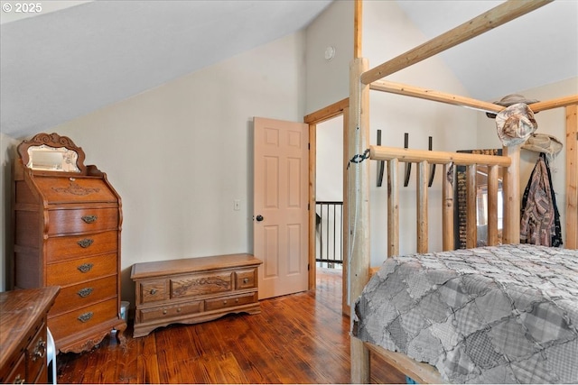 823 Terrace Dr, Scotts Mills, OR 97375 - bedroom featuring hardwood / wood-style floors and high vaulted ceiling