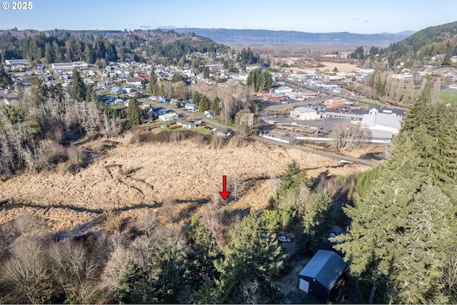 drone / aerial view with a mountain view