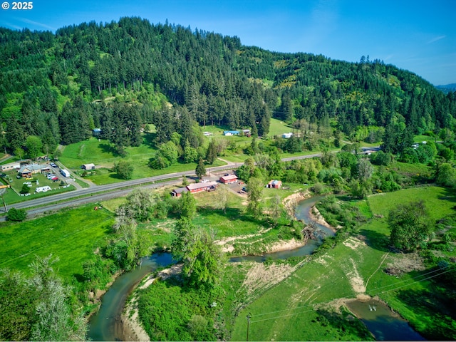 aerial view with a forest view