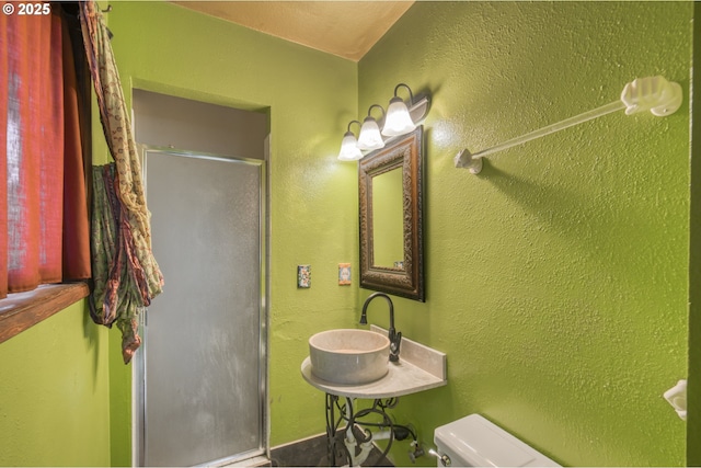 14173 NW Grandview Pl, Banks, OR 97106 - bathroom with a sink, toilet, and a stall shower