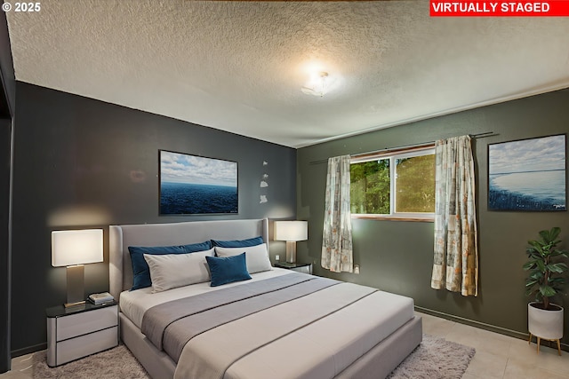 14173 NW Grandview Pl, Banks, OR 97106 - tiled bedroom with a textured ceiling
