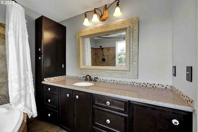 1168 Risden Pl, Eugene, OR 97404 - bathroom featuring vanity, tiled shower, and a bath