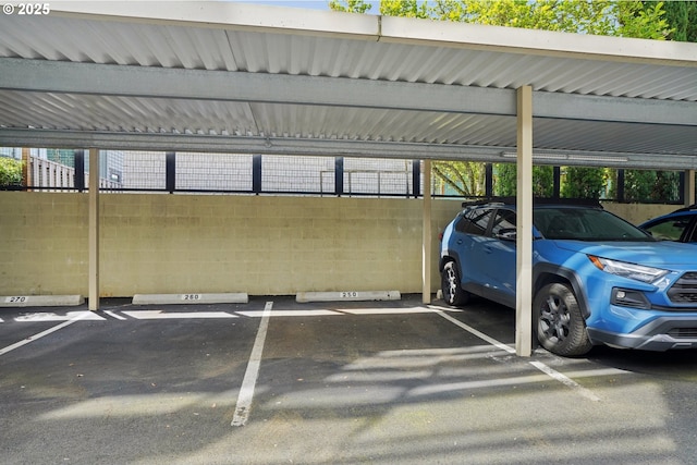 view of covered parking lot