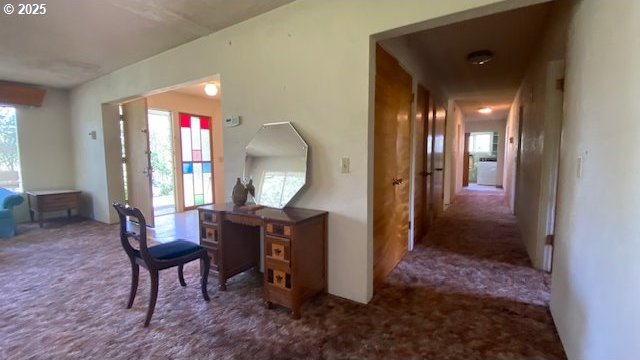 view of carpeted home office