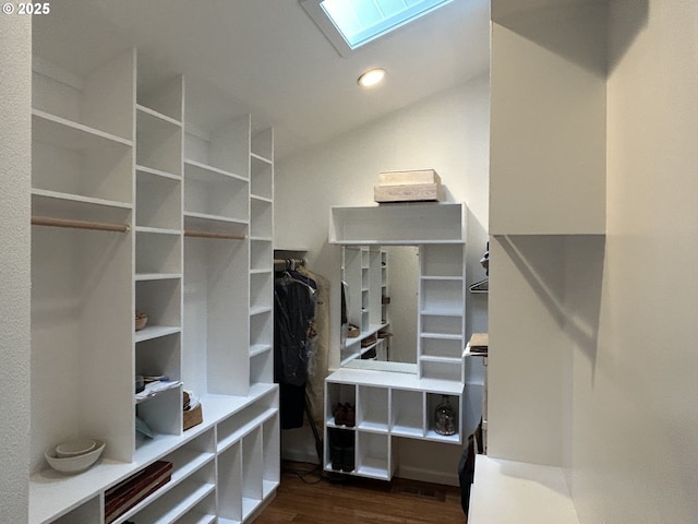 4768 Manzanita St, Eugene, OR 97405 - walk in closet with a skylight, dark wood-type flooring, and vaulted ceiling