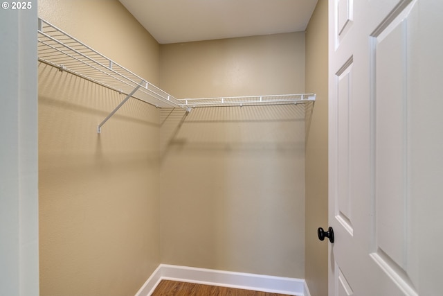 spacious closet with wood finished floors