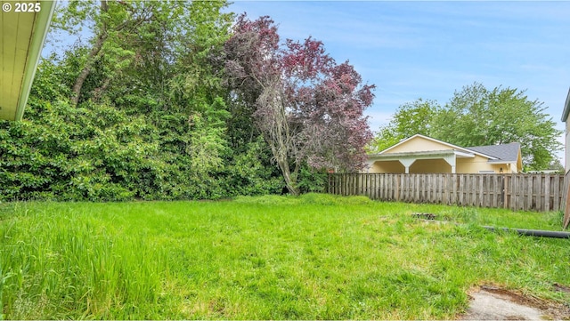 view of yard featuring fence