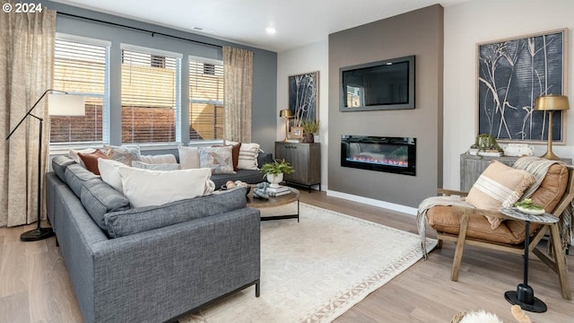 living room featuring light hardwood / wood-style flooring