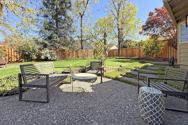 view of patio featuring a fenced backyard