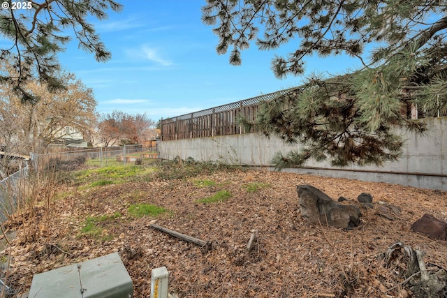 view of yard featuring fence