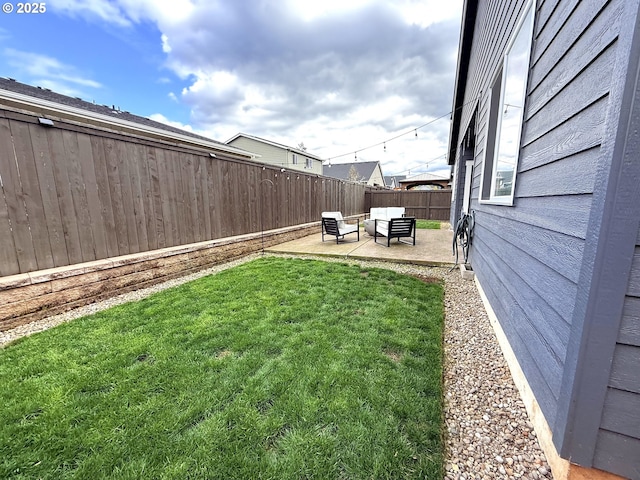 view of yard featuring a patio and an outdoor hangout area