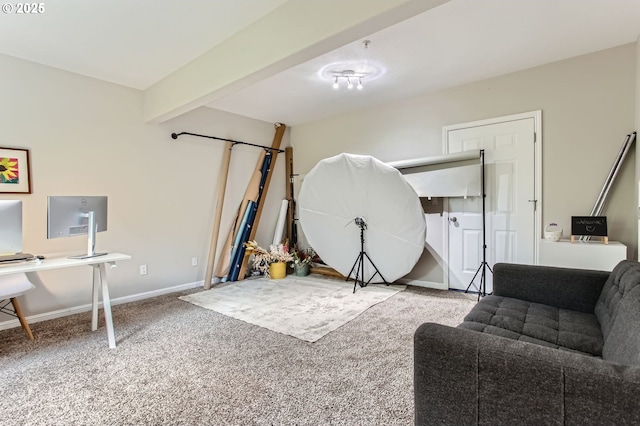 10372 NW Forestview Way, Portland, OR 97229 - home office with carpet, beamed ceiling, and baseboards