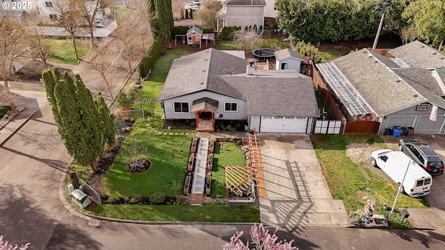 aerial view featuring a residential view