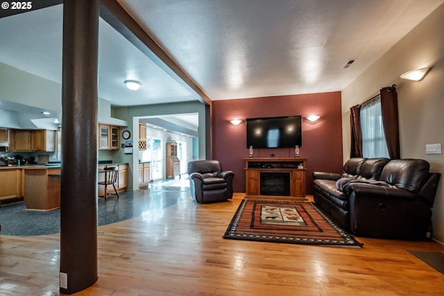 living room featuring light wood-type flooring