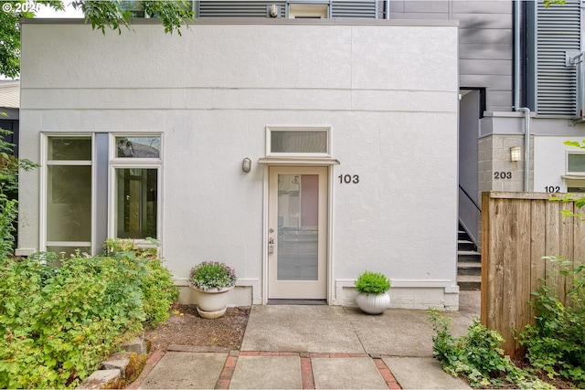 2021 SE Clinton St Unit 103, Portland, OR 97202 - property entrance with stucco siding