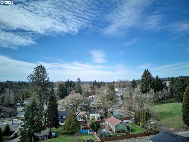 bird's eye view with a residential view