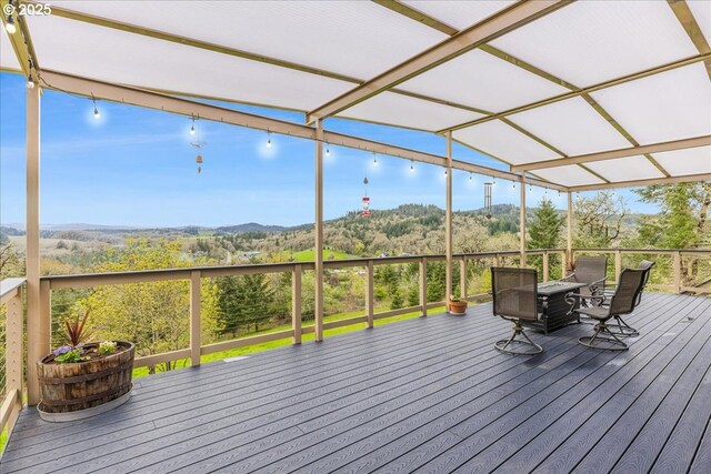 21600 NE Forest Dr, Yamhill, OR 97148 - wooden terrace featuring a mountain view