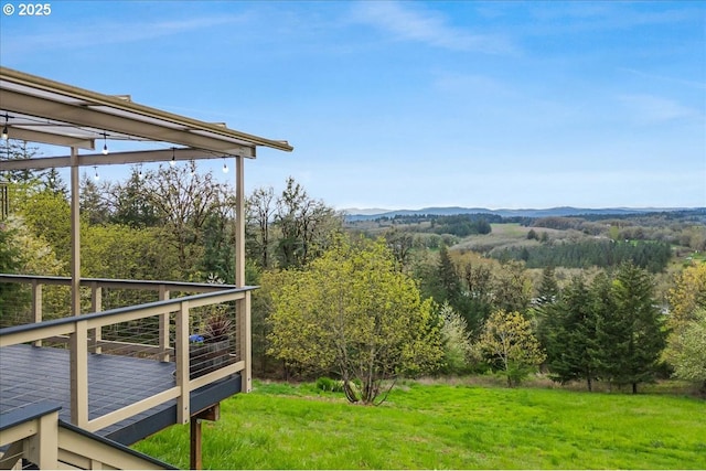 21600 NE Forest Dr, Yamhill, OR 97148 - view of green lawn with a deck with mountain view
