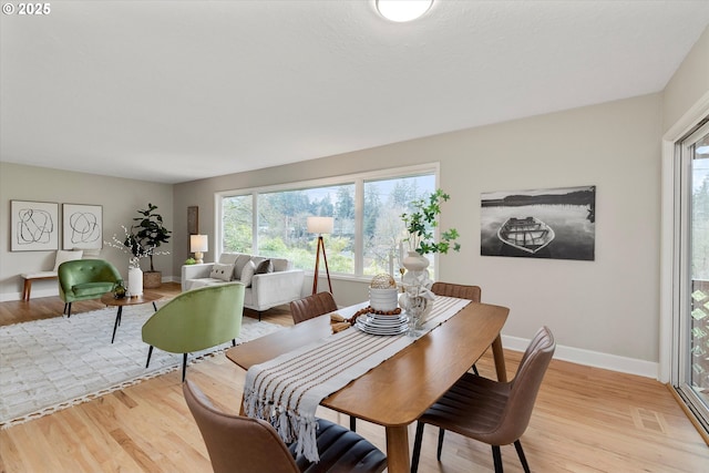 dining area with light hardwood / wood-style floors