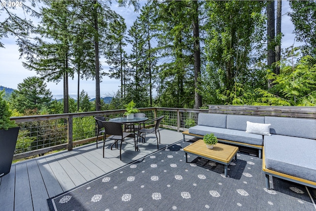 32518 Dillard Rd, Eugene, OR 97405 - wooden deck featuring an outdoor hangout area and outdoor dining space