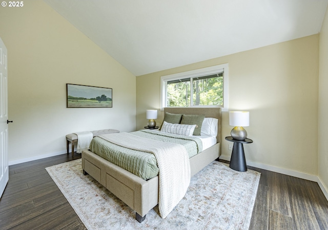 32518 Dillard Rd, Eugene, OR 97405 - bedroom featuring dark wood-style flooring and vaulted ceiling