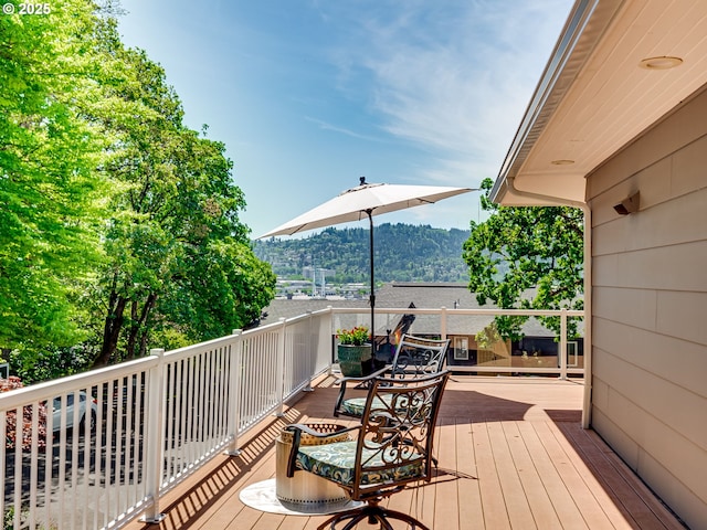 5210 N Emerson Dr, Portland, OR 97217 - deck featuring a mountain view