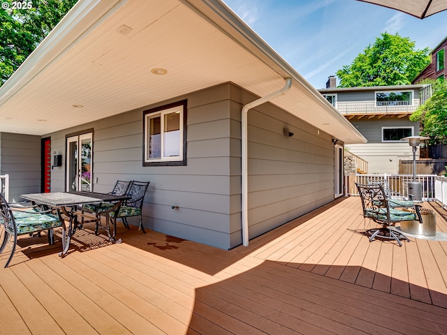 5210 N Emerson Dr, Portland, OR 97217 - wooden terrace featuring outdoor dining space
