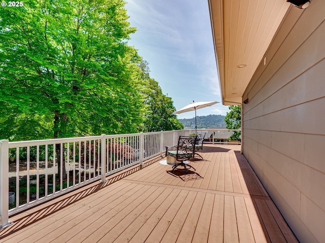 5210 N Emerson Dr, Portland, OR 97217 - wooden deck with a mountain view