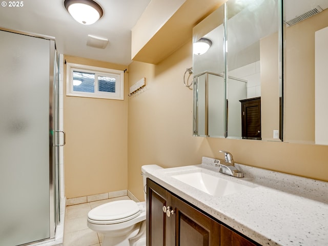 5210 N Emerson Dr, Portland, OR 97217 - full bathroom with vanity, a shower stall, and tile patterned floors