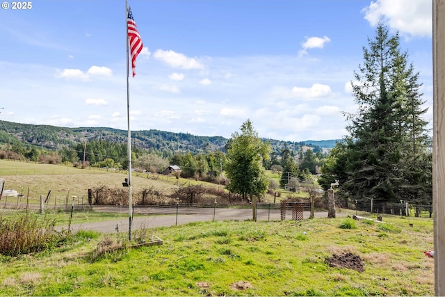 view of mountain feature featuring a rural view