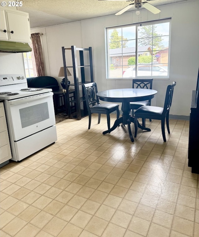 2440 Pine St, Seaside, OR 97138 - dining area with a textured ceiling, plenty of natural light, and a ceiling fan