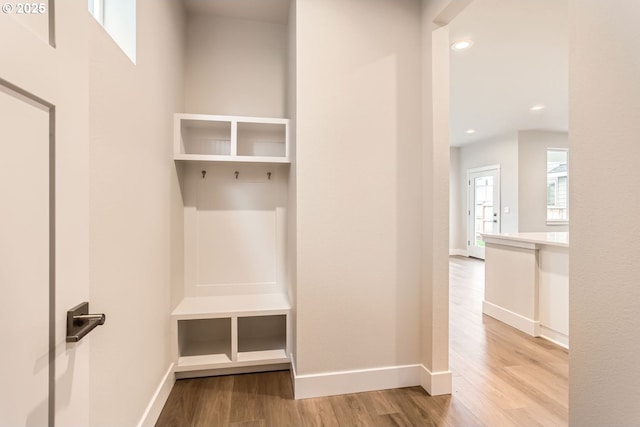 mudroom featuring light wood-type flooring