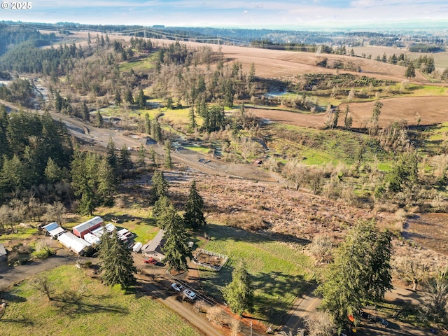 drone / aerial view with a rural view