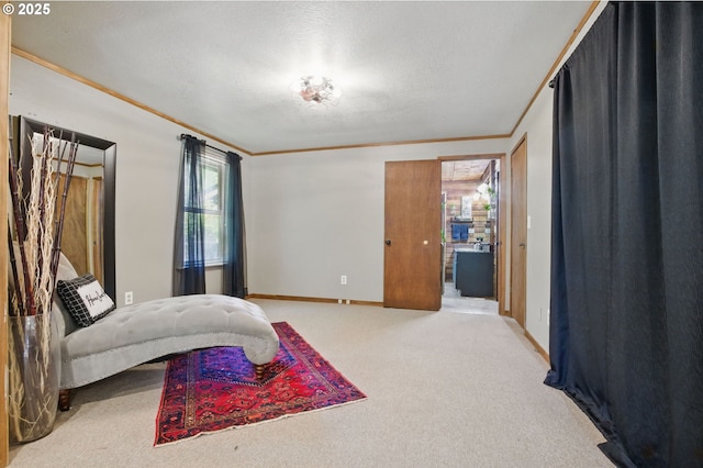 33712 Rainbows End Ln, Warrenton, OR 97146 - carpeted bedroom with baseboards, crown molding, and a textured ceiling