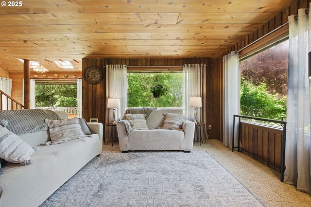 33712 Rainbows End Ln, Warrenton, OR 97146 - living area featuring wood ceiling and carpet flooring