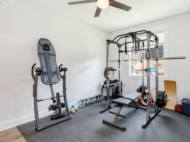 13317 NE 60th Ave, Vancouver, WA 98686 - exercise area with a ceiling fan and baseboards