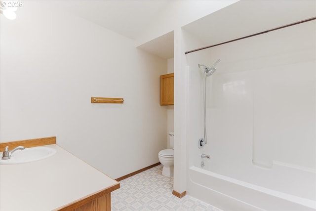 11347 SE Abby Ln, Clackamas, OR 97015 - bathroom featuring toilet, shower / washtub combination, vanity, baseboards, and tile patterned floors