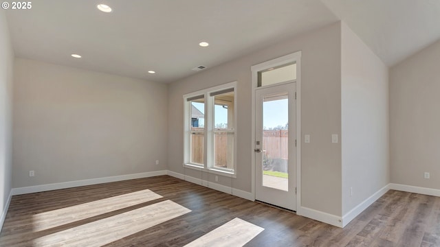 doorway to outside featuring hardwood / wood-style floors