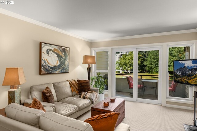 5050 S Landing Dr Unit 202, Portland, OR 97239 - living area with crown molding and light colored carpet