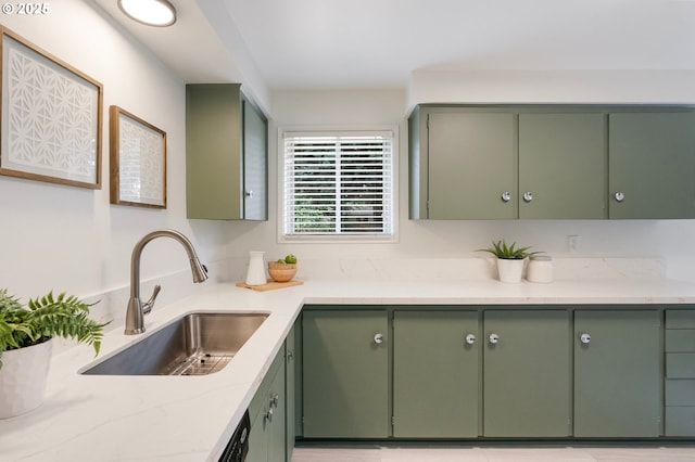 165 NE 167th Pl, Portland, OR 97230 - kitchen featuring green cabinetry and light stone countertops