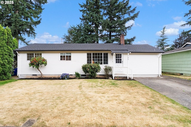 165 NE 167th Pl, Portland, OR 97230 - single story home with a chimney, crawl space, and a front yard