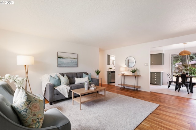 165 NE 167th Pl, Portland, OR 97230 - living area featuring light wood-style flooring and a textured ceiling
