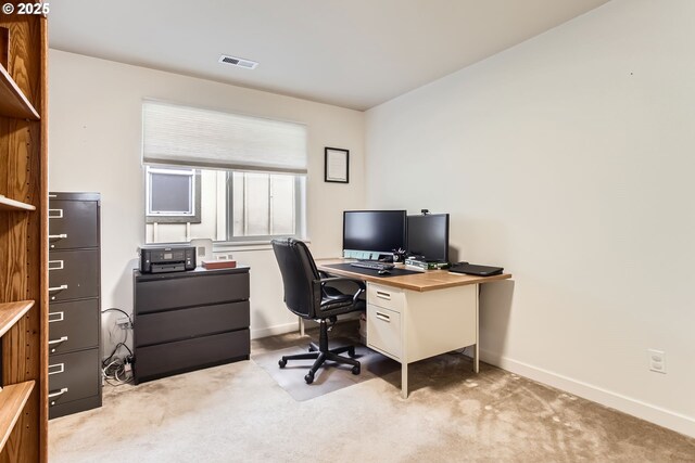 office featuring light colored carpet