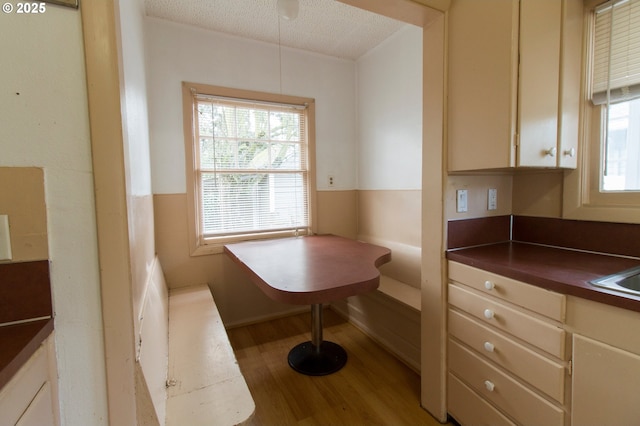 1522 N Rosa Parks Way, Portland, OR 97217 - dining area with wood finished floors, a textured ceiling, and breakfast area