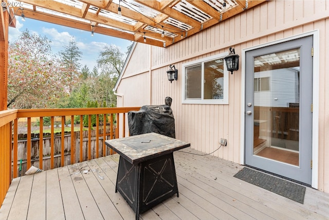 wooden deck with area for grilling