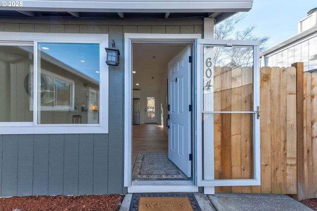 property entrance featuring fence