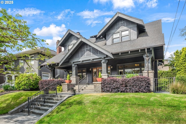 2225 NE 22nd Ave, Portland, OR 97212 - view of front of home with a porch, a front yard, and a shingled roof