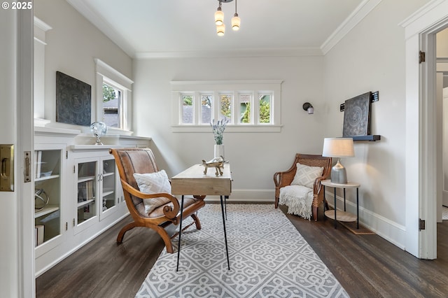 2225 NE 22nd Ave, Portland, OR 97212 - sitting room featuring wood finished floors, plenty of natural light, ornamental molding, and an office area