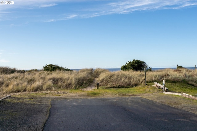 view of road with a water view